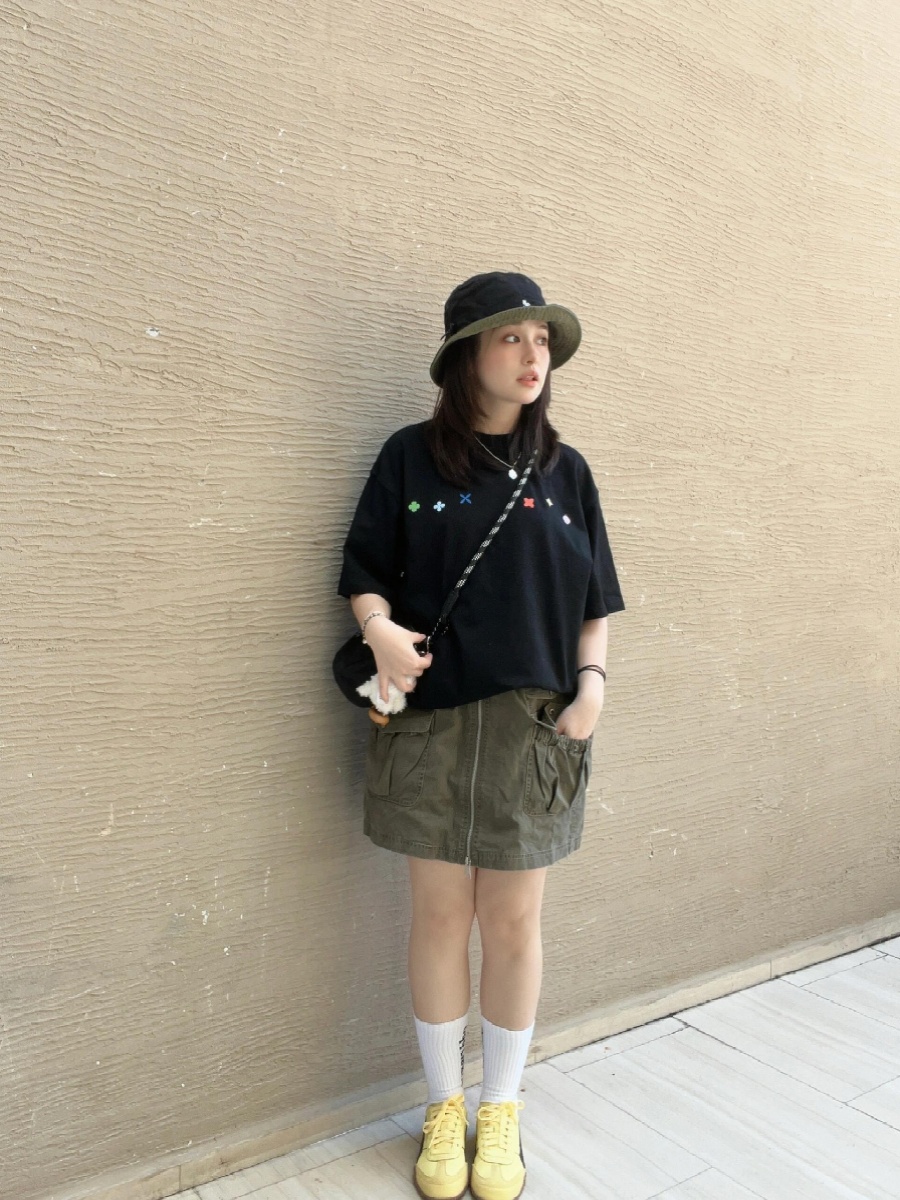 Korean Style Casual Black Cotton Print Short Sleeve T-Shirt Summer 2025 New Arrival Younger Fashion All-Matching round Neck T-shirt