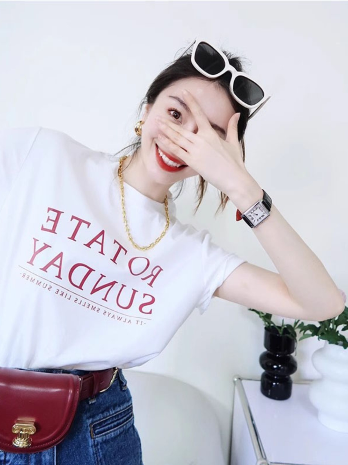 French Simplicity Casual Letter Print Short-Sleeve T-shirt Female Summer Niche Fashionable Loose Slim Looking round Neck Pullover Top