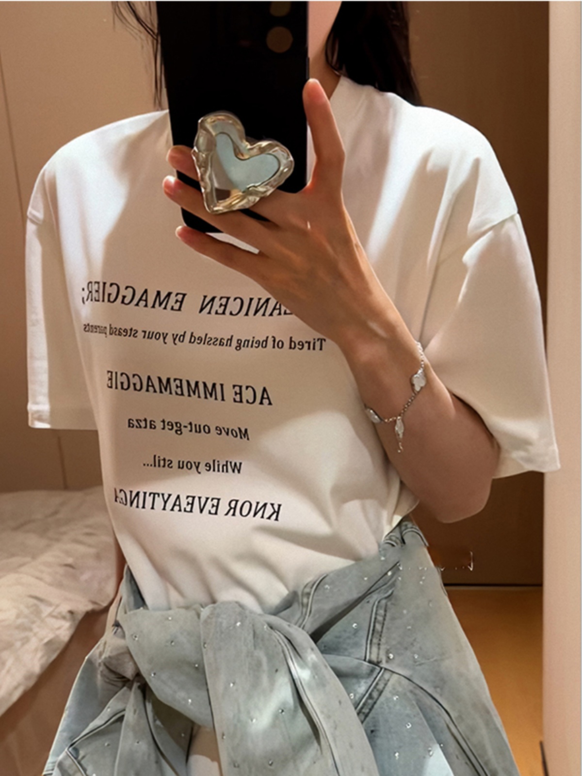 INS Trendy Couple Casual Heavy Weight Pure Cotton T-shirt Baby Boy and Girl Summer White Letters Super Nice Unique Chic Short Sleeve
