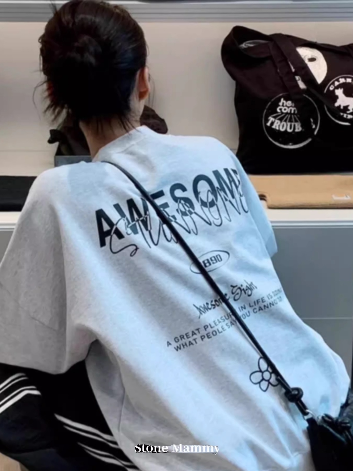 Letter Print Fleece-Lined Crew Neck Sweater Female Autumn 2025 New Arrival Casual Loose Slimming and All-Matching Lazy Style Top