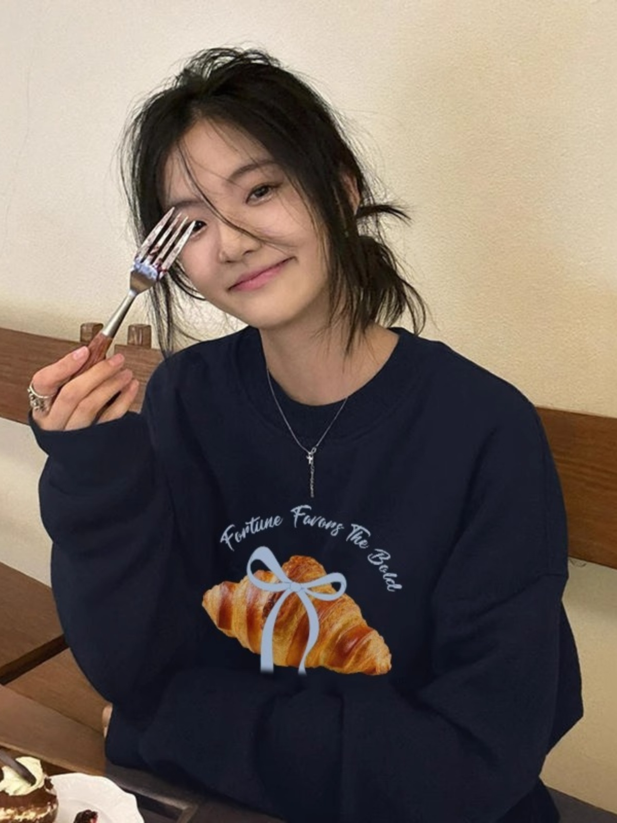 Dark Blue Spring & Fall Thin Loose Oversize Sweatshirt