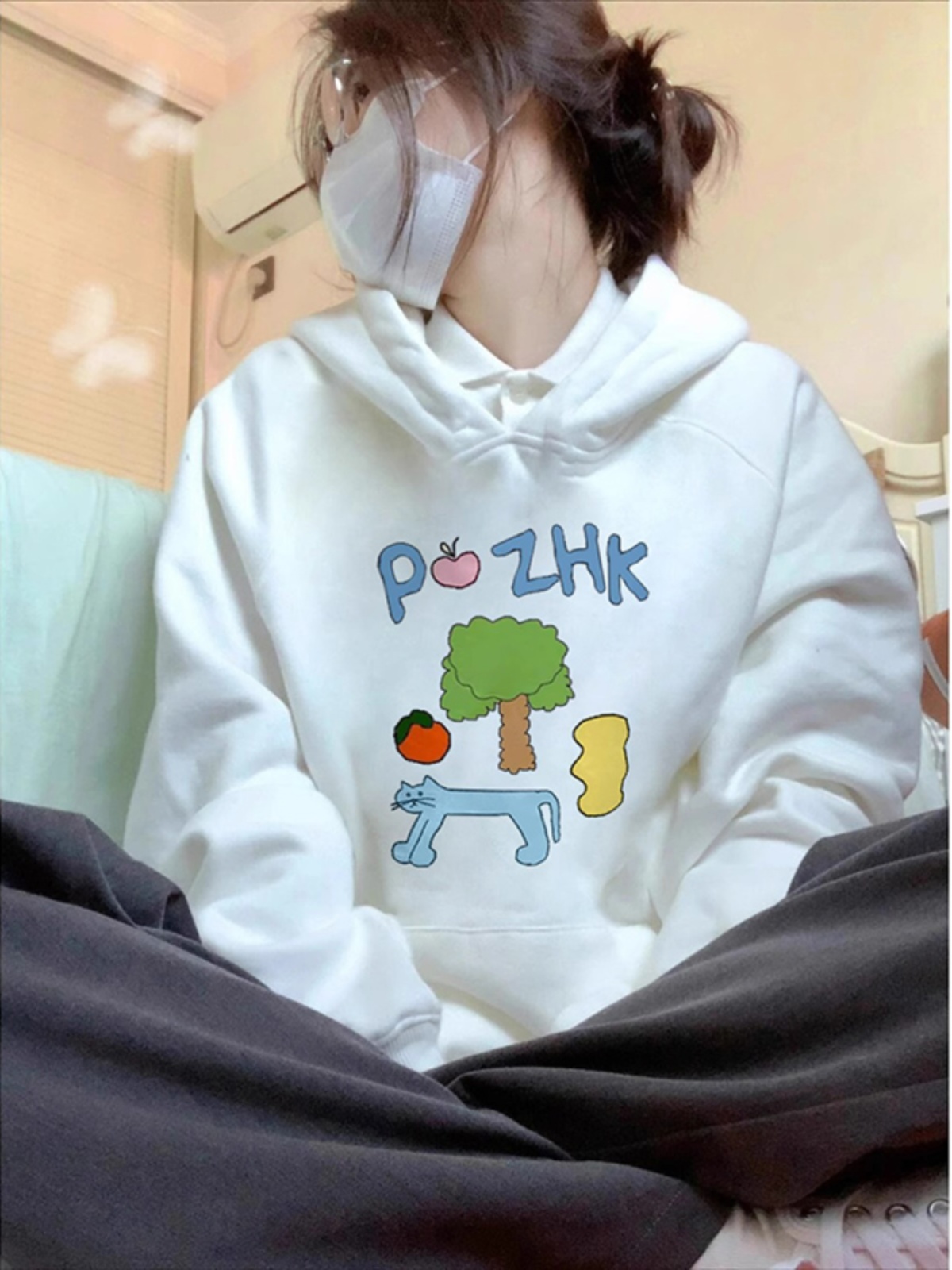 Sweatshirt Women 2025 New Arrival Best Selling Spring & Fall Hoodie White with Fleece Lining Thickened American Oversize High Street Loose