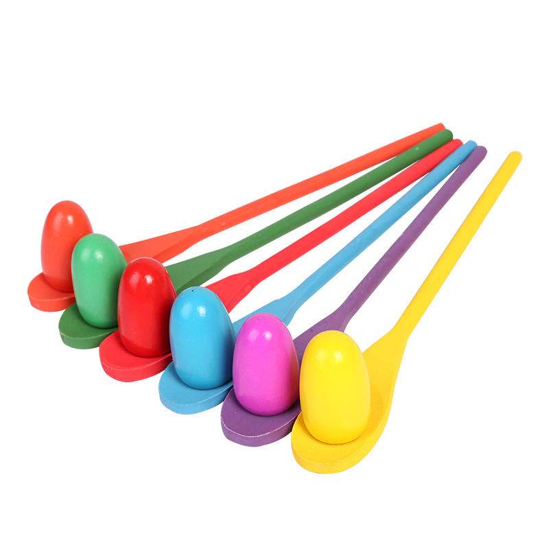 Kindergarten Sensory Training Equipment Kids Wooden Spoon Balance Ball Vestibule Balance Concentration Training Outdoor Balance Bar