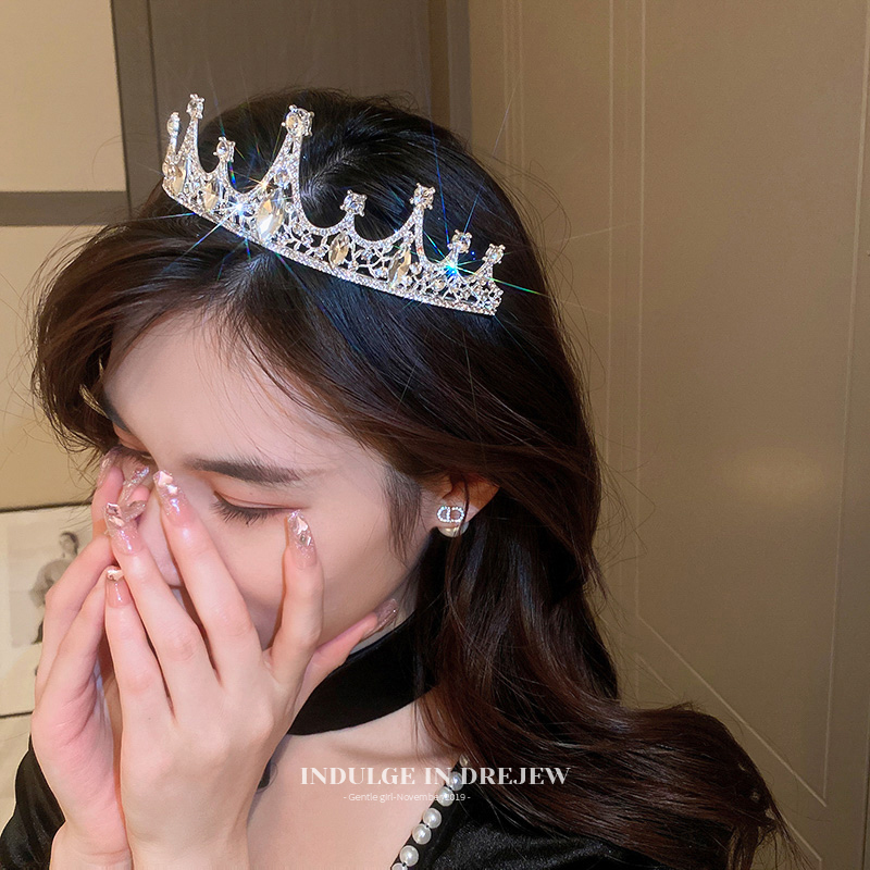 Drejew Super Shiny Rhinestone Crown Female Summer Affordable Luxury Fashion Fancy Headband Elegant Unique Headband Hair Accessories