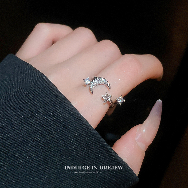 Moon XINGX Zircon Hollow Ring Female New Arrival Fancy Index Finger Ring Light Luxury Minority Exquisite Bracelet Summer