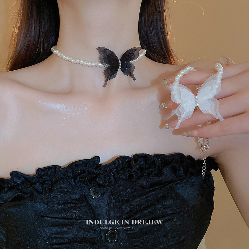 Butterfly Pearl Necklace for Women 2025 New Arrival Best Selling Choker Collar Special Interest Light Luxury Fancy Temperament Necklace Summer