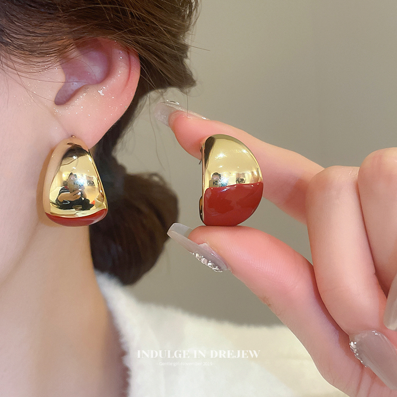 French Wide-Faced Two-Color Stud Earrings 2025 New Arrival Best Selling Trendy Earrings Accessible Luxury Fancy Graceful Earrings Women