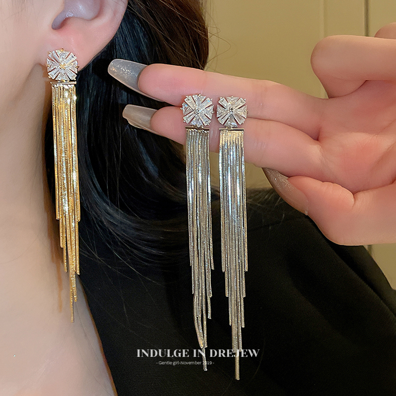Zircon Tassel Earrings Accessible Luxury Fancy Long Eardrops 2025 New Arrival Best Selling Niche Style Design Earrings Women