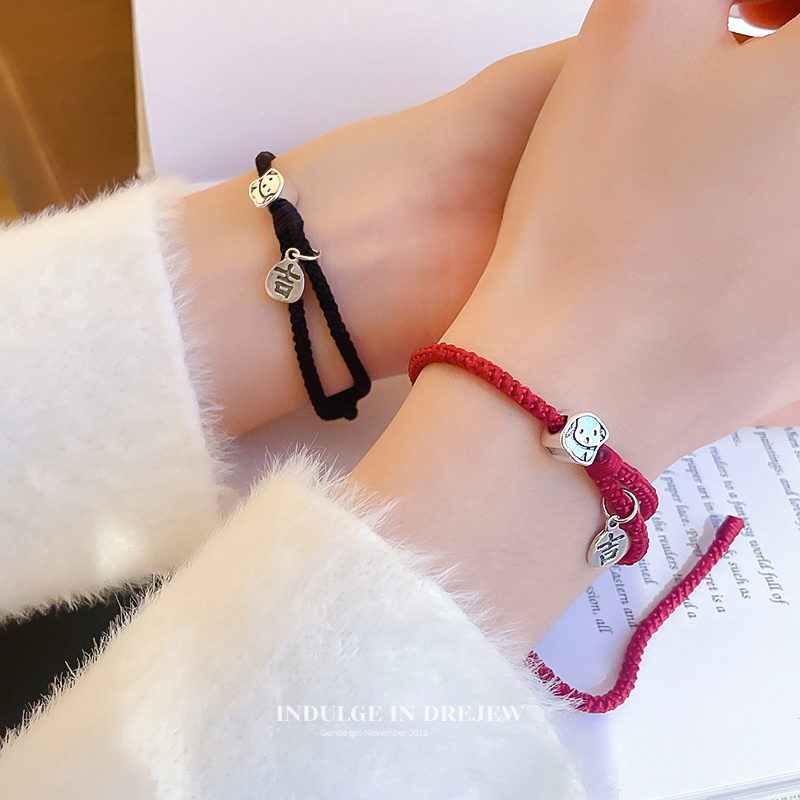 Auspicious Puppy Red Rope Bracelet Fancy Adjustable Lucky Braided Rope Female New Arrival Niche Design Hand Jewelry