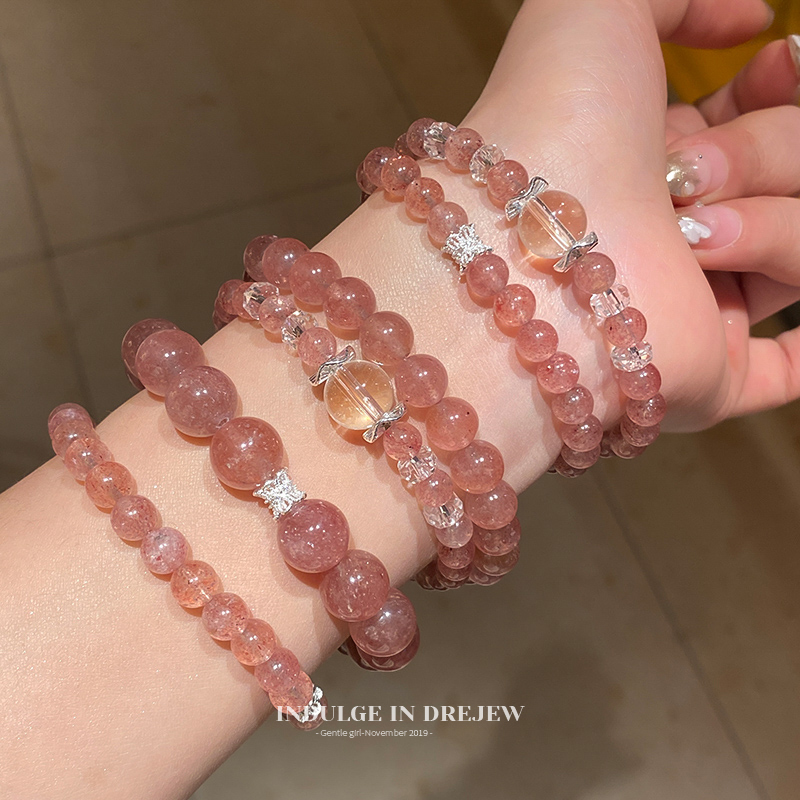 Pink Crystal Bracelet Female 2025 New Arrival Light Luxury Minority Exquisite Fancy Good-looking Girlfriends Bracelet Ornament