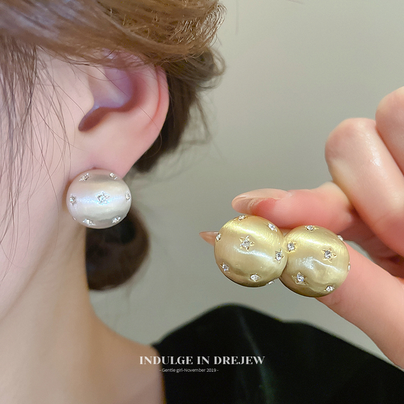 Middle Ancient Vintage Diamond XINGX Hemisphere Brushed Stud Earrings Accessible Luxury Fancy Elegant Earrings New Earrings Women