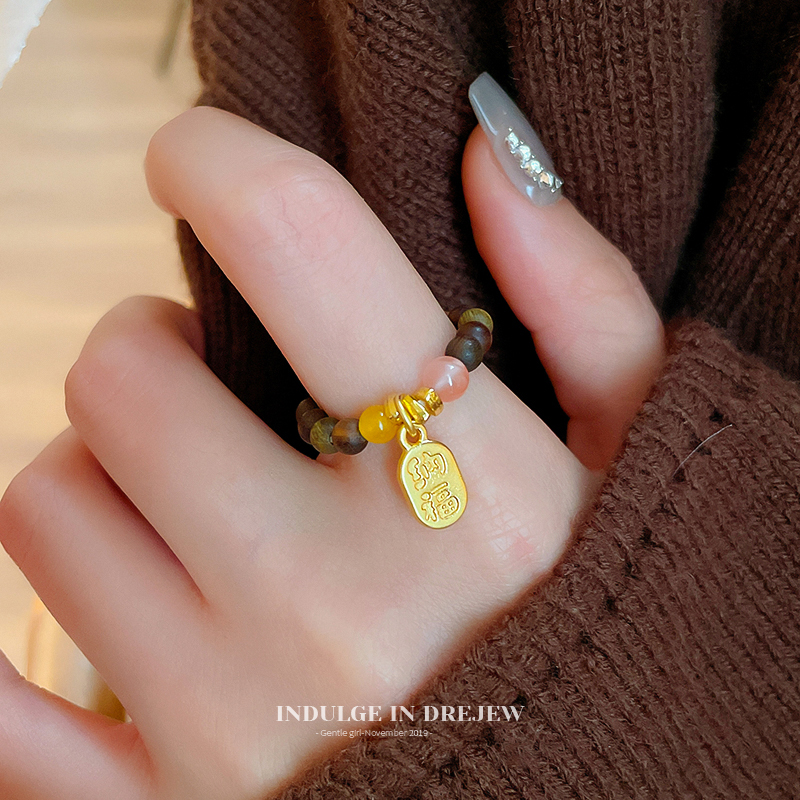 New Chinese Retro Style Lucky Fortune Ring Girls 2025 New Arrival Accessible Luxury Fancy Index Finger Ring Jewelry