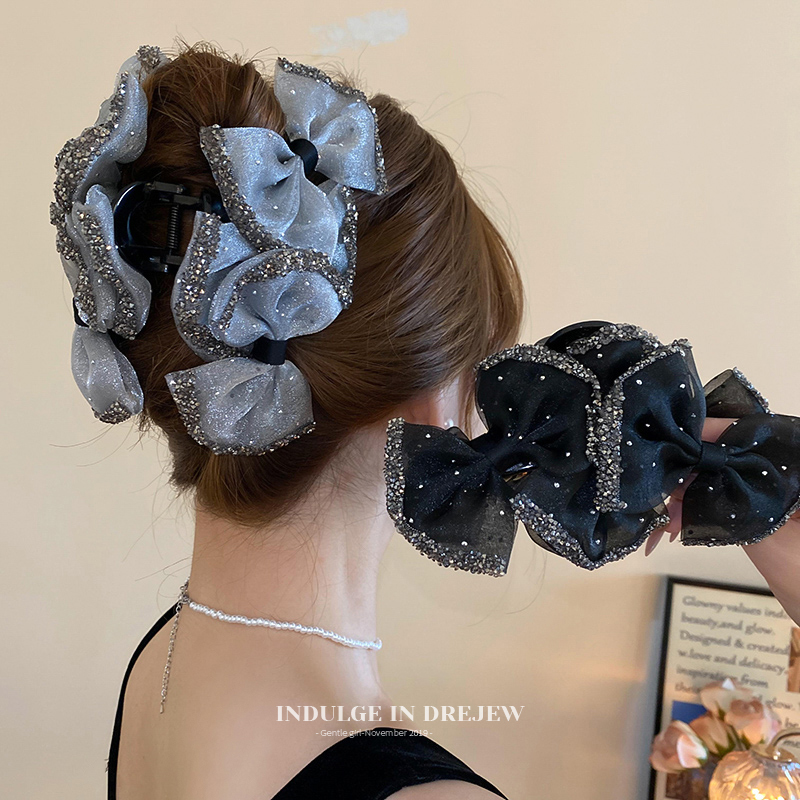 Bows Mesh Grip Female 2025 New Arrival Fancy Clip Headdress Hairpin Back Head Shark Clip Hair Accessories Summer
