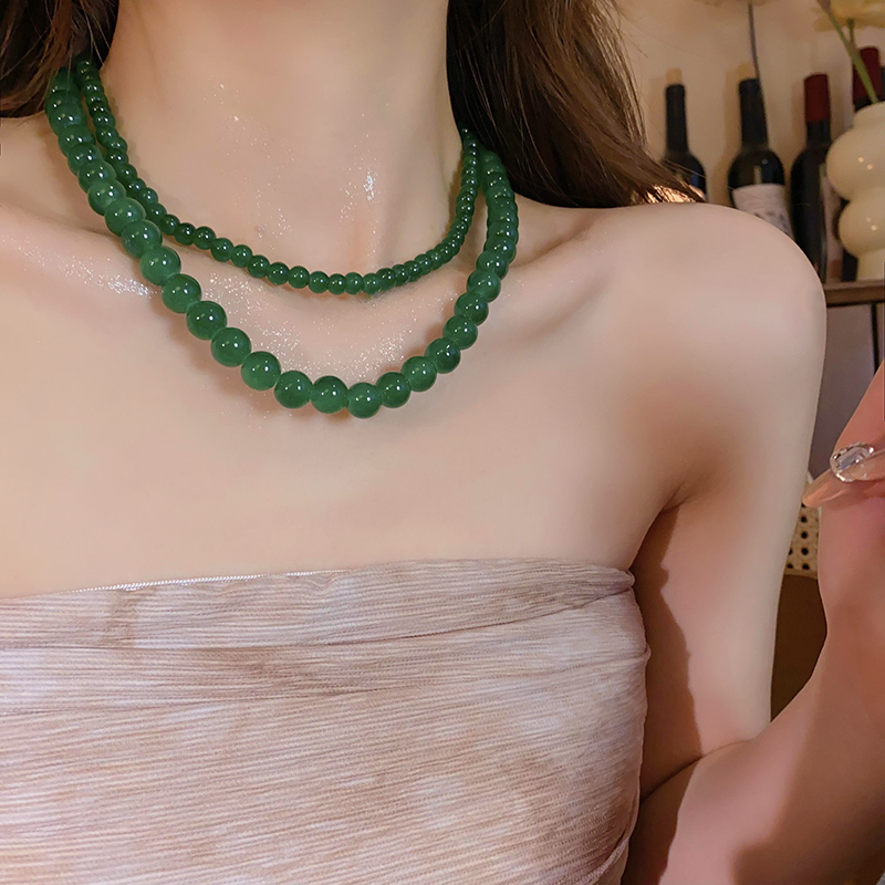 New Chinese Beaded Necklace Clavicle Chain Female Fancy Choker Collar Chinese Ancient Style Han Dynasty Horse-Face Skirt Accessories