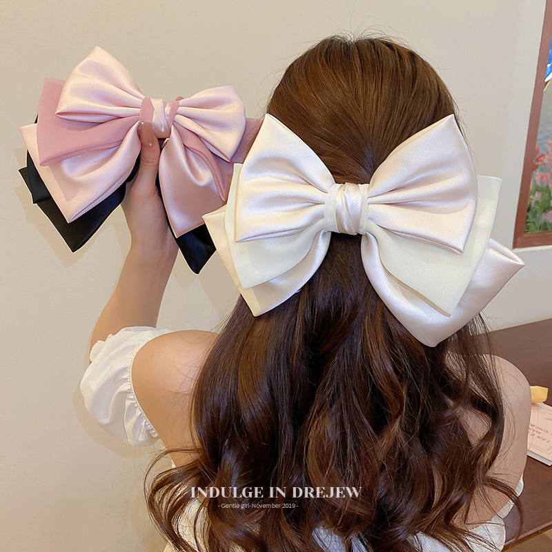 Bows Hair Accessories Barrettes Female 2025 New Arrival Back Head Heavy Industry Spring Ponytail Oversized White Pink Headdress