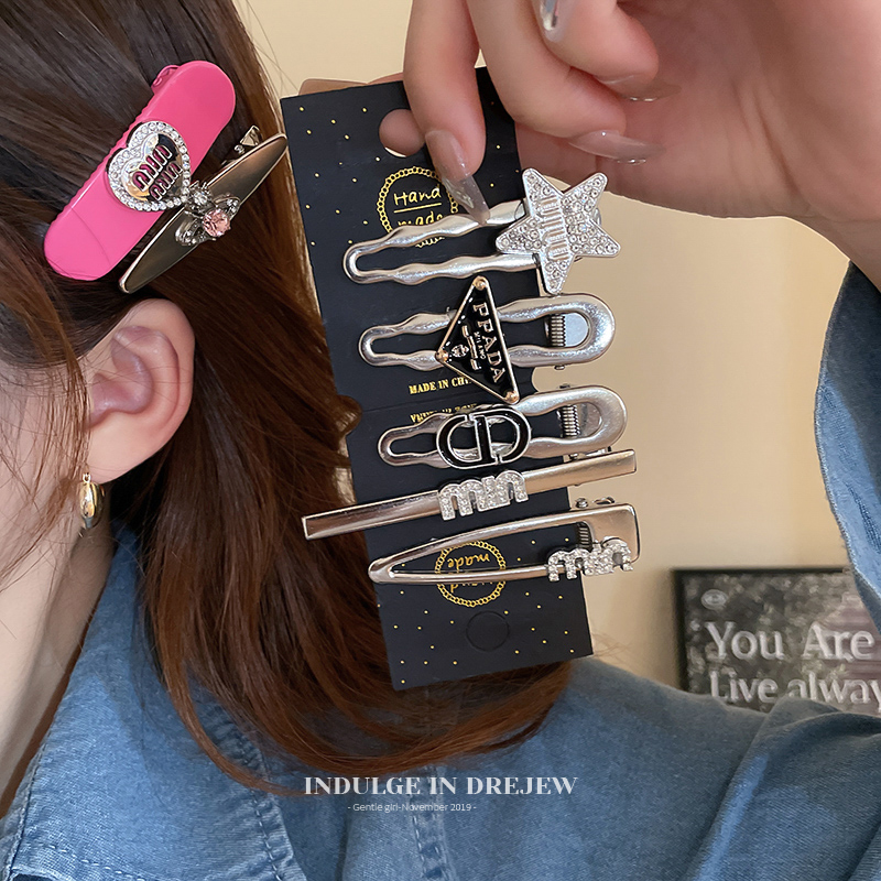 Letter Star Hairpin Side Clip Side Fancy Duckbill Clip Female 2025 New Arrival Hair Volume Less Bang Clip Accessories
