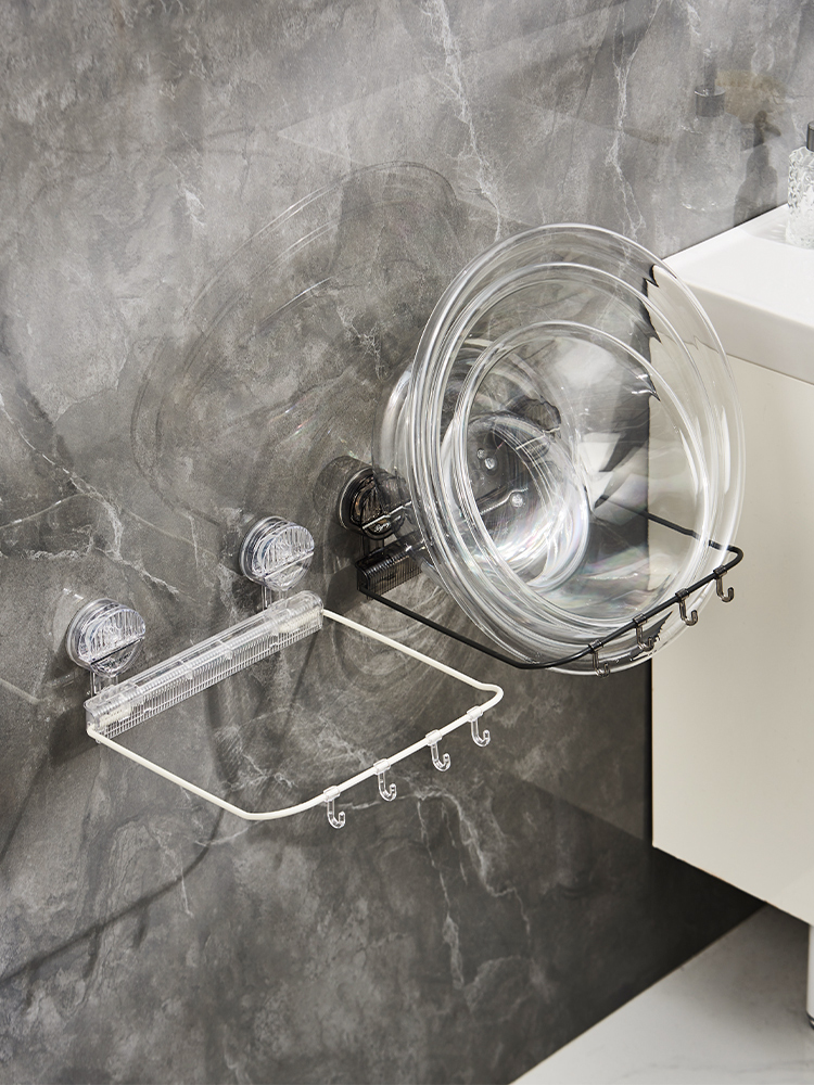 Suction Cup Foldable Washstand Wall-Mounted Bathroom Punch-Free Storage Rack Bathroom Bath Footbath Storage Rack Handy Gadget