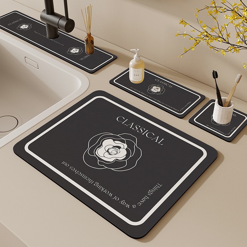 Minimalist Wash Basin Water Draining Pad Countertop Available Accessible Luxury Diatom Mud Absorbent Pad Coaster Kitchen Bathroom Anti-Scald Mat