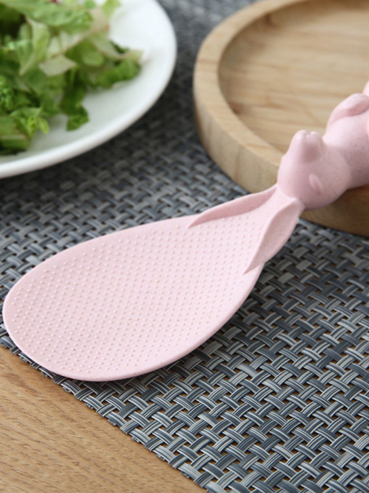Creative Wheat Straw Meal Spoon Cute Bunny Non-Stick Rice Stereo Rice Spoon For Home High Temperature Resistant Scoop Ladel