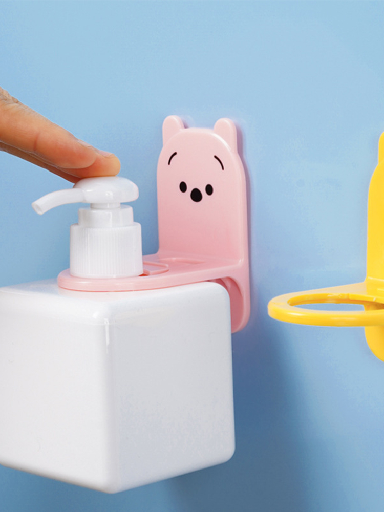 Bear Shower Gel Rack Wall-Mounted Seamless Punch-Free Hand Sanitizer Draining Storage Rack Strong Load-Bearing Hook