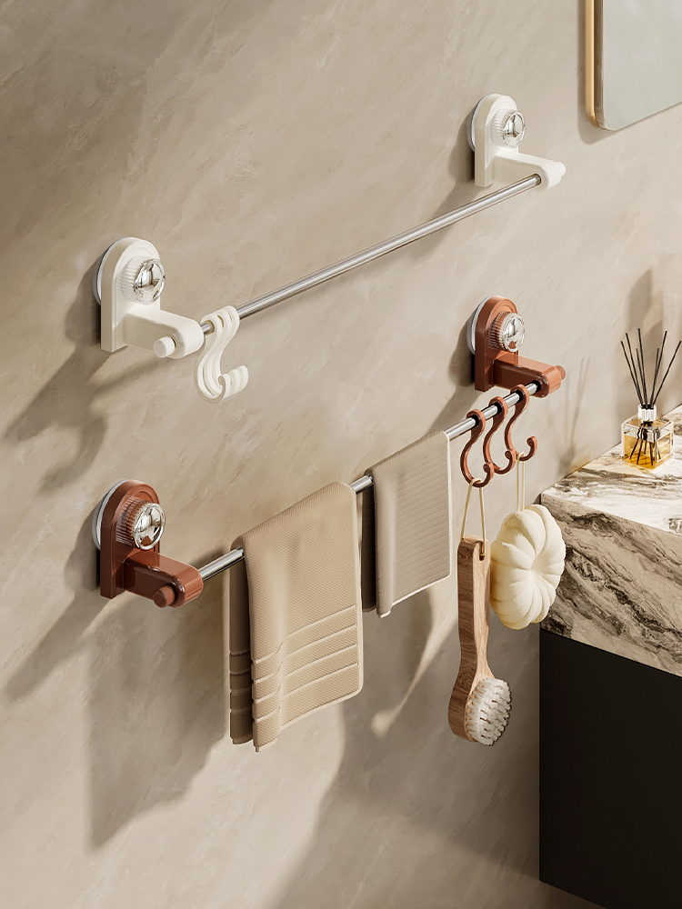 Suction Cup French Towel Rack Bathroom Punch-Free Bathroom Towel Bar Storage Rack Bathroom Bath Towel Storage Rack