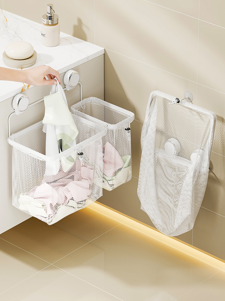 Knob Suction Cup Foldable Laundry Basket Dirty Clothes Basket For Home Toilet Storage Basket Foldable Bathroom Storage Basket