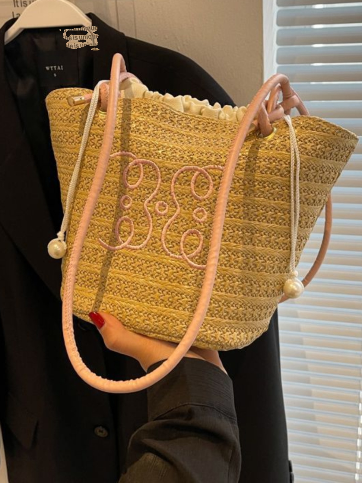 Woven Tote Bag Mori Style Straw Bag Female 2024 New Arrival Tide Stylish Good Texture Niche Style Underarm Bag Retro Universal