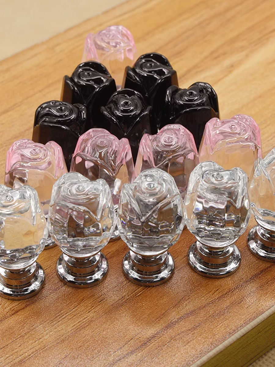Rose Toilet Button Handle Single Hole Drawer Transparent Handle Toilet Cistern Parts Flush Button Button Neutral