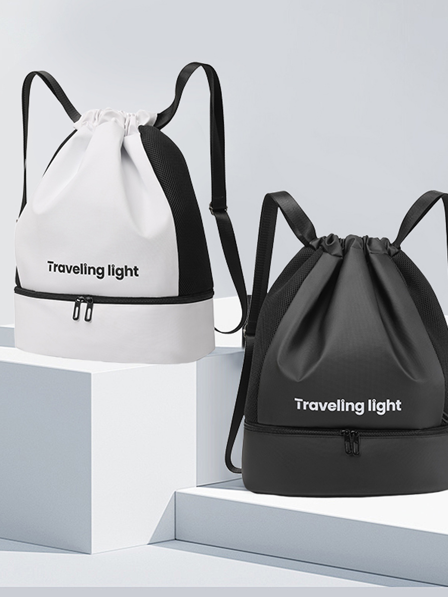 Dry Wet Separation Beach Swimming Bag Gym Bag Yoga Bag Independent Shoe Pouch Drawstring Drawstring Pocket Backpack Dance Bag