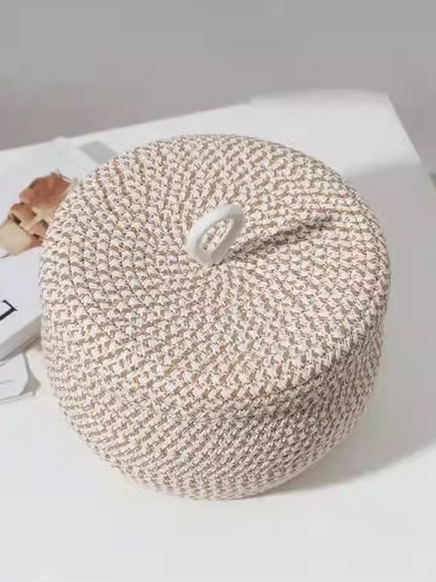 Weaved Storage Basket Multi-Functional Cotton and Linen Weaved Storage Basket Storage with Lid Egg Basket Handmade Western Style Handmade Basket