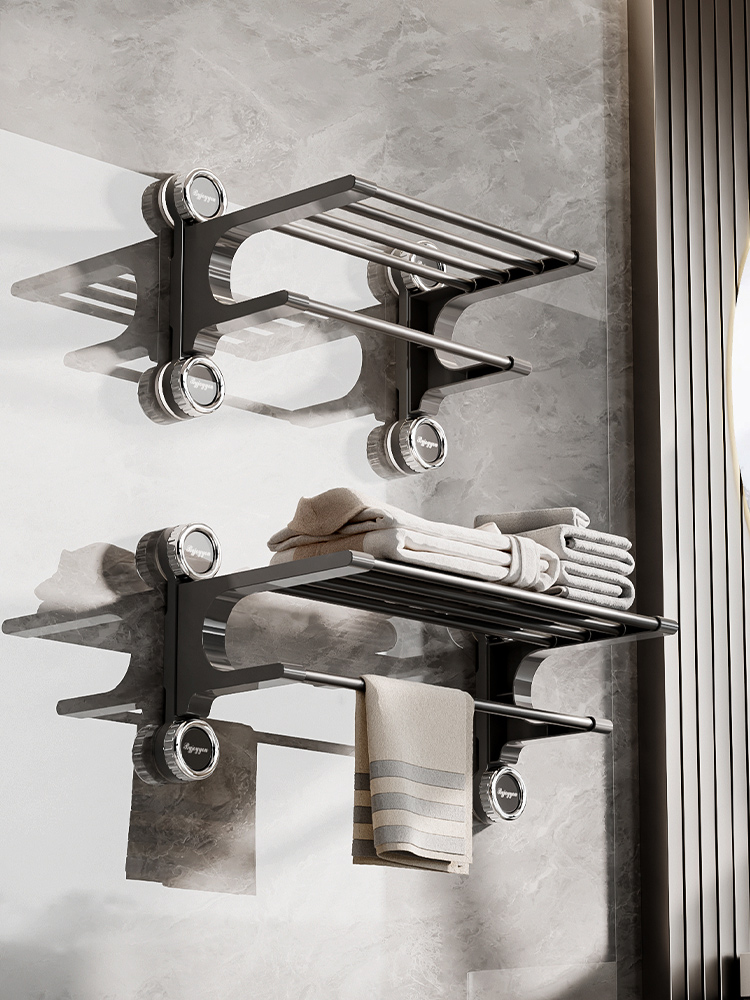 Retro Suction Cup Multi-Bar Towel Drying Rack Bathroom Wall-Mounted Punch-Free Storage Rack Bath Towel Rack Storage Fantastic