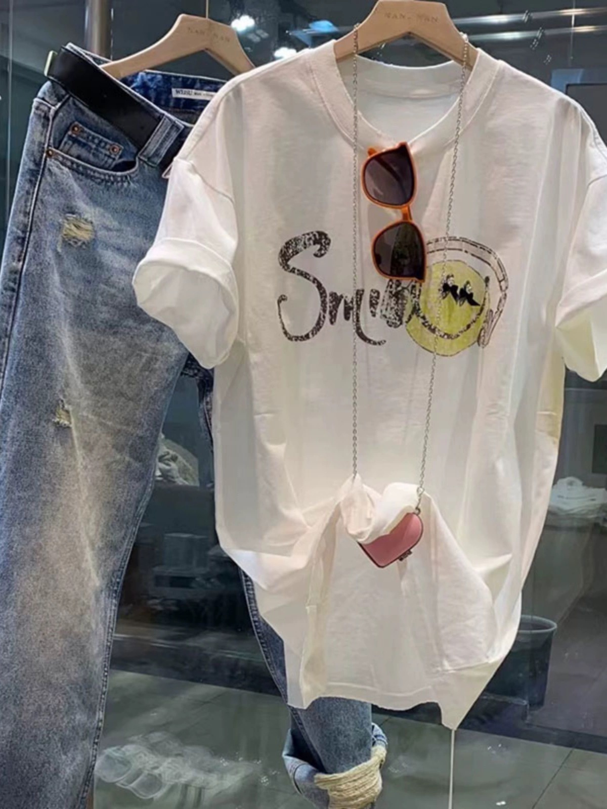 150.00kg Plus Size Summer K-style Cartoon Print Short Sleeve T-Shirt Female 2024 New Arrival Loose Slim-Looking Half-Sleeved Top