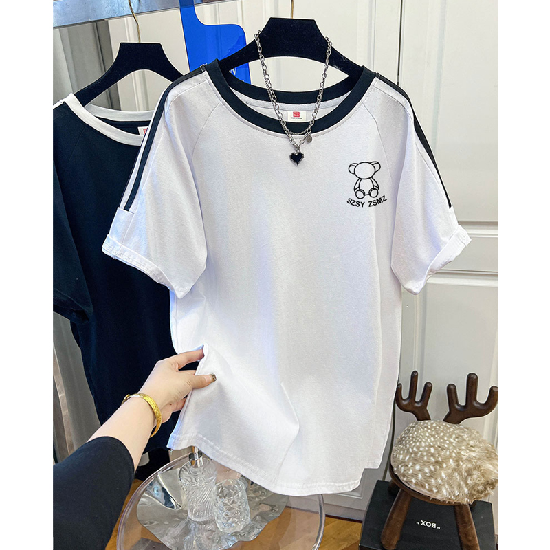 Extra Large Size 1.00 Kg-150.00 Kg Pure Cotton Short Sleeve T-Shirt Baby Boy and Girl Summer Loose Slim Looking American High Street Casual Fashion Brand Top