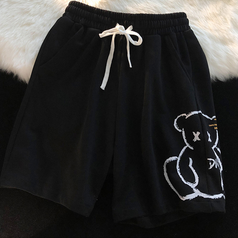 100.00kg Plus Size Ladies Basketball Outwear Plus Size Shorts Women's Loose Black Couple Middle Pants Hong Kong Style Sports Shorts Fashion