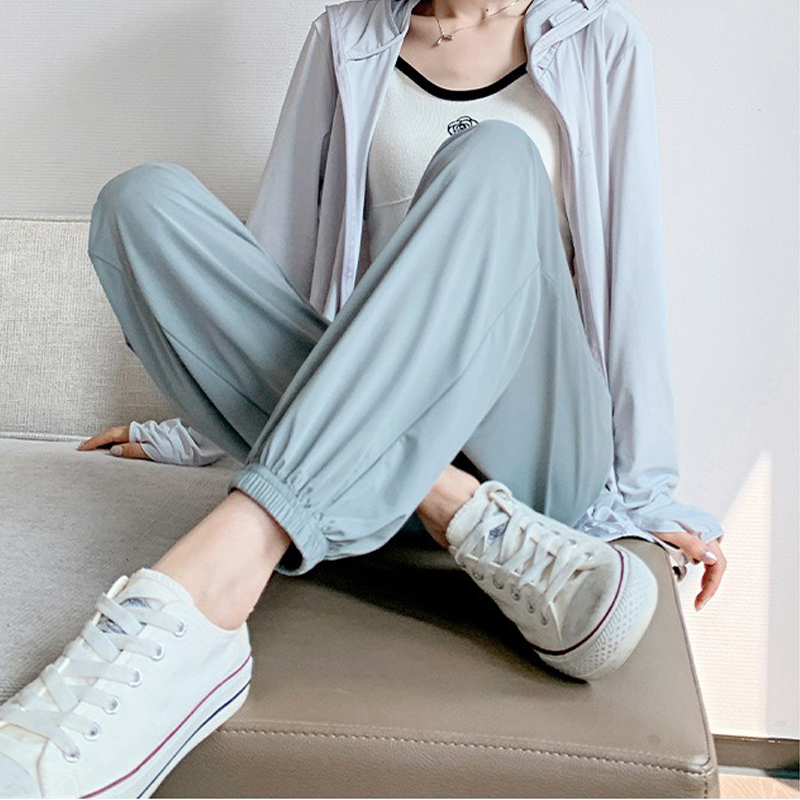 Plus Size Summer Ice Silk Quick-Drying Sports Pants Female 2024 New Arrival Thin Bloomers Loose Sun Protection Cool Casual Pants