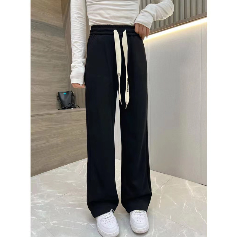 Extra Large 1.00 Kg-150.00 kg Chubby Girl Spring and Autumn Straight Sports Sweatpants Women Versatile Western Style Slimming Outer Wear Casual Pants Fashion