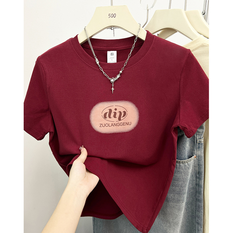 European Station 2024 Summer New Arrival K-style Letter Short Sleeve T-shirt Female Fashion Loose Western Style Oversized Half-Sleeve Top
