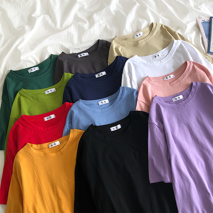plus Size Women's Clothes Short Sleeve T-Shirt 1.00 Kg-150.00 kg Plus Size Ladies Women's Summer Wear New Arrival K-style Loose Slimming Belly-Covered 100% Cotton Coat