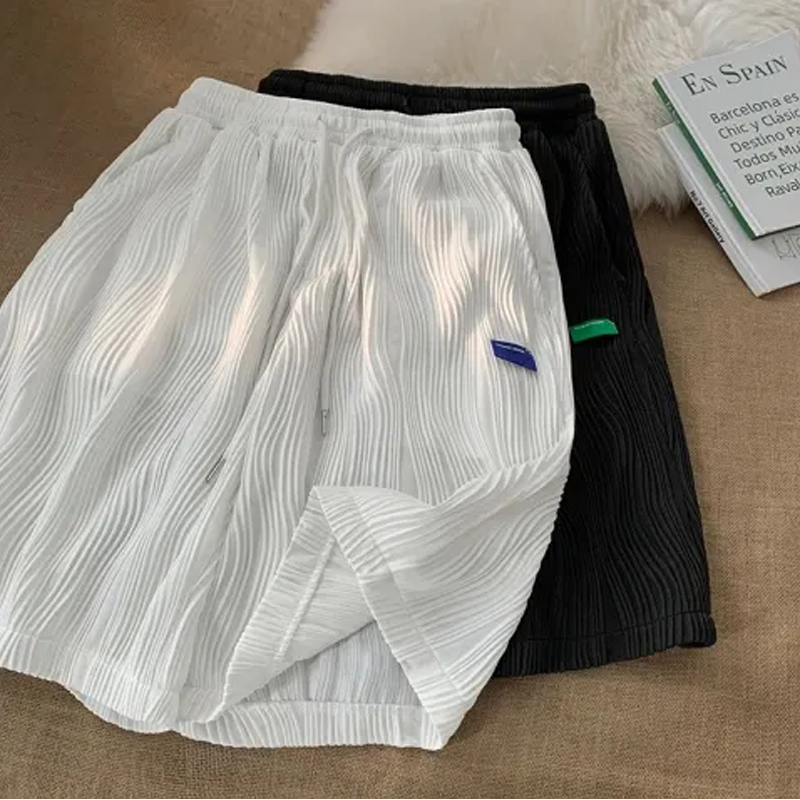 150.00kg Plus Size Wave Pattern Ice Silk Shorts Women's Summer Thin Plus Size Ladies Loose Sports Quick-Dry Casual Fifth Pants Fashion