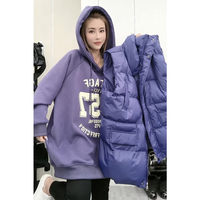 European Station Plus Size 1.00 Kg-150.00 kg Plus Size Ladies Extra Large Extra Thick Hooded Number Print Fashion Fashionable Sweater Women's Top