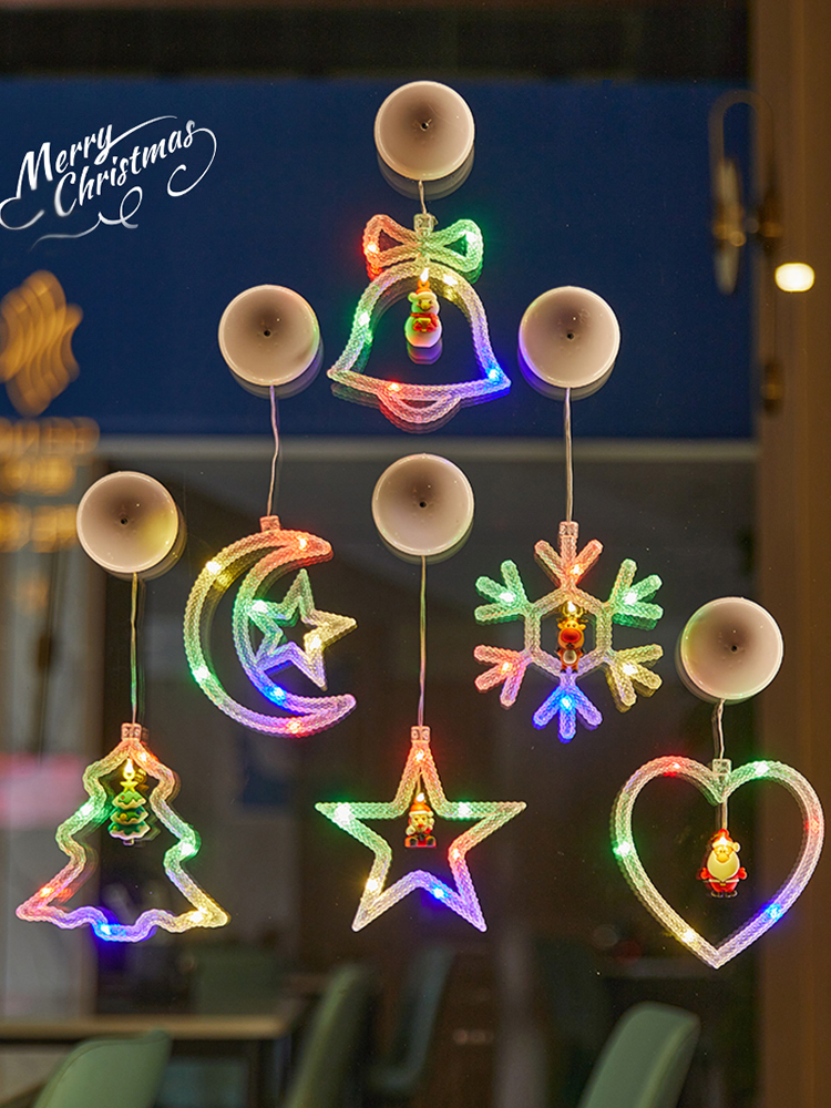 Christmas Decorations Led Sucker Lamp Christmas Theme Ornaments Window Mall Pendant Outdoor Scene Layout