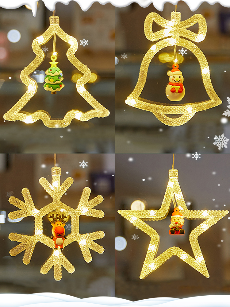 Crystal Suction Lamp Christmas Structured Curtain Scene Layout Atmosphere Hanging Window Glass Pendant Starry Light