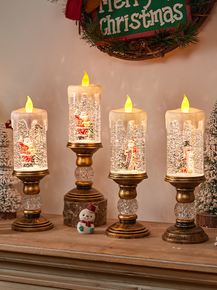 Christmas Ambience Light LED Light Quicksand Candle Light Snow Landscape Desktop Lamp Indoor Show Window Scene Dress up