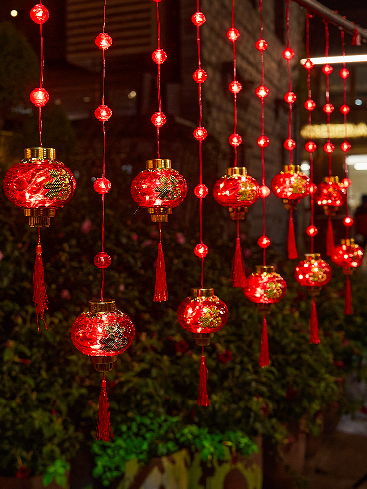 2025 Chinese New Year Decoration Fu-Character Lantern Pendant New Year's Day For Home Holiday Scene Arrangement Decoration Luminous Colored Lights