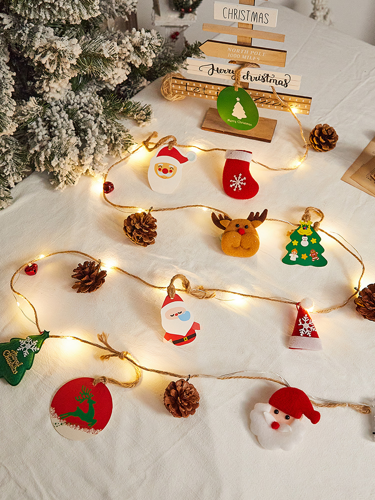 Christmas Christmas Tree Decoration Small Ornaments Pendant Holiday Dress up Shop Scene Arrangement Pine Cone Luminescent Lamp Ornaments
