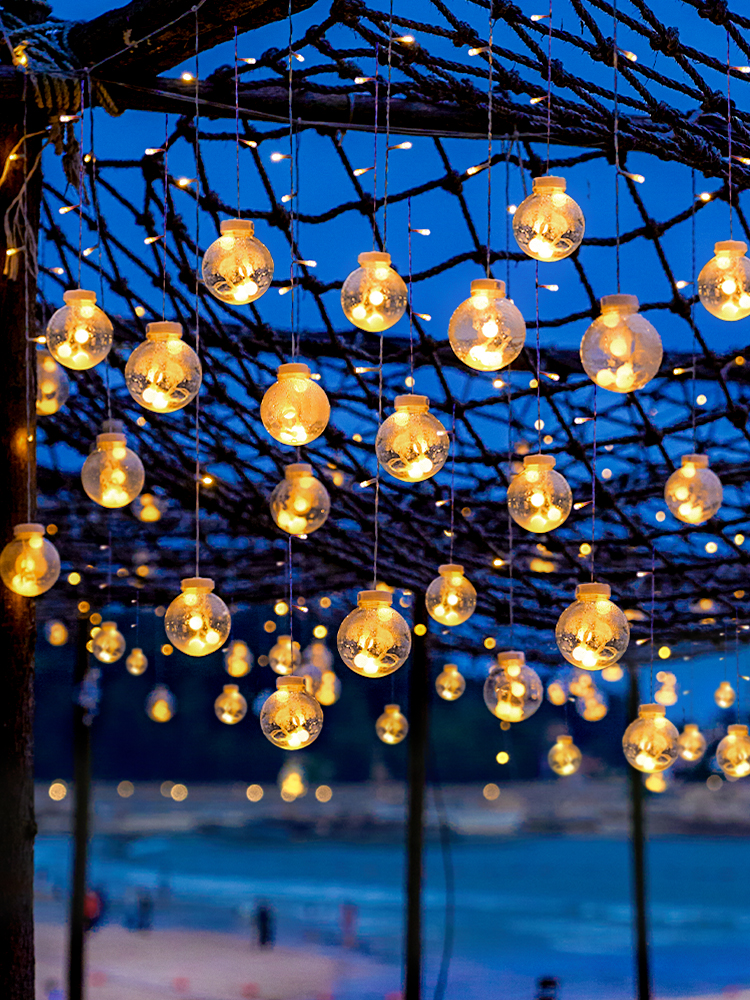 Solar Energy Wish Orbs Lighting Chain Led Colored Lamp Atmosphere Room Curtain Hanging Light Outdoor Courtyard Pavilion Decorations Arrangement