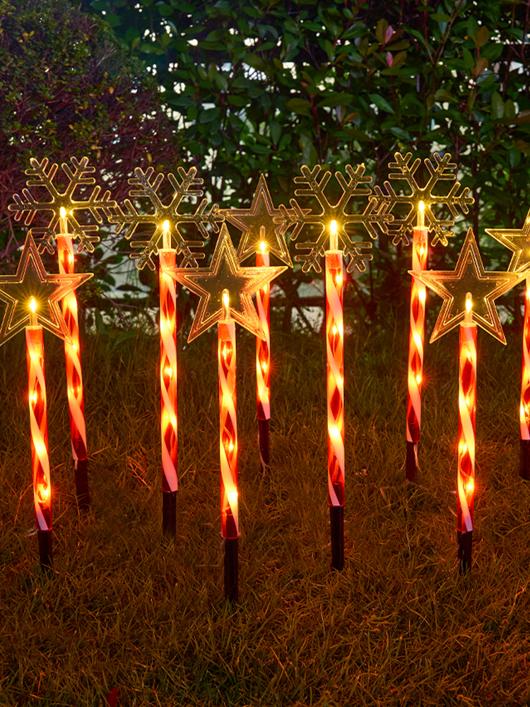 Christmas Outdoor Atmosphere Decoration Scene Layout Garden Lamp 2024 New Arrival Solar Snowball Lollipop Light