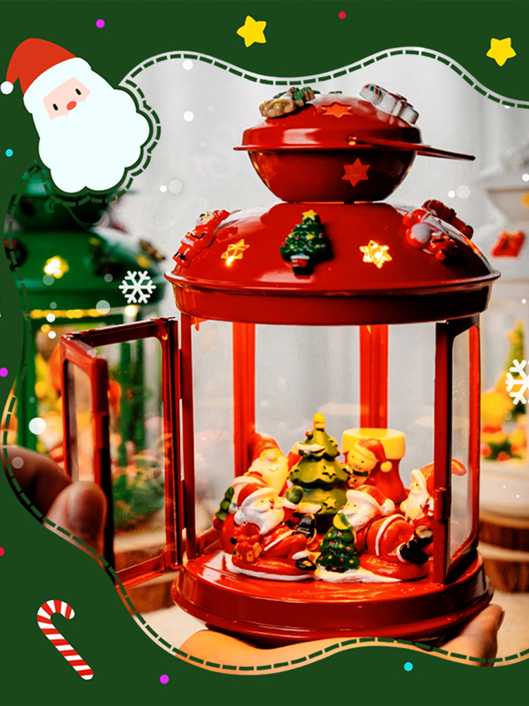 Christmas Decoration Props Small Ornaments Portable Lamp DIY Material Package Santa Claus Party Scene Cloth Setting