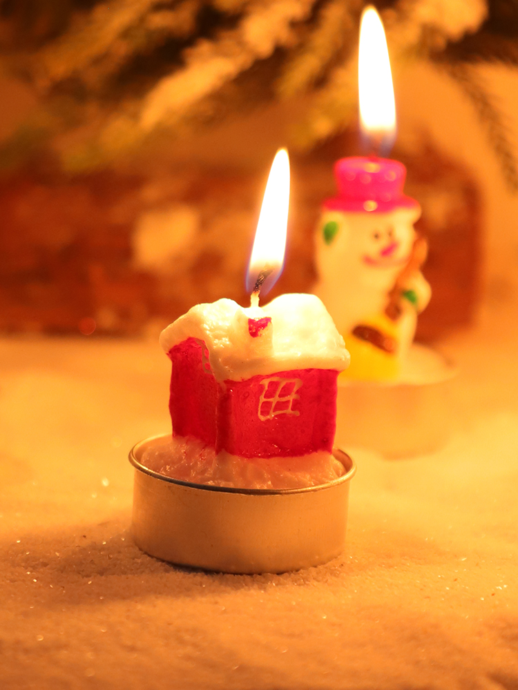 Christmas Gift Box Smoke-Free Odorless Candle Santa Snowman Kids Creative Surprise Fancy Hand Gift