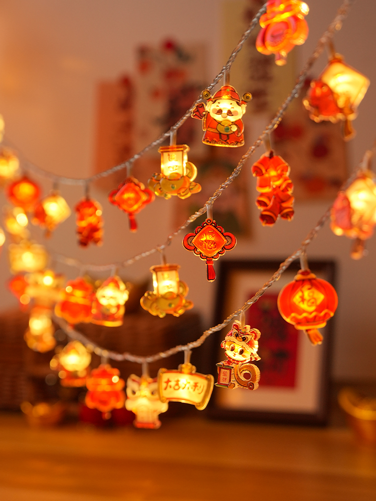 2025 New Arrival Chinese New Year Colored Lights String Flashing Light Pendant New Year Decorations Atmosphere Decoration God of Wealth Ornaments